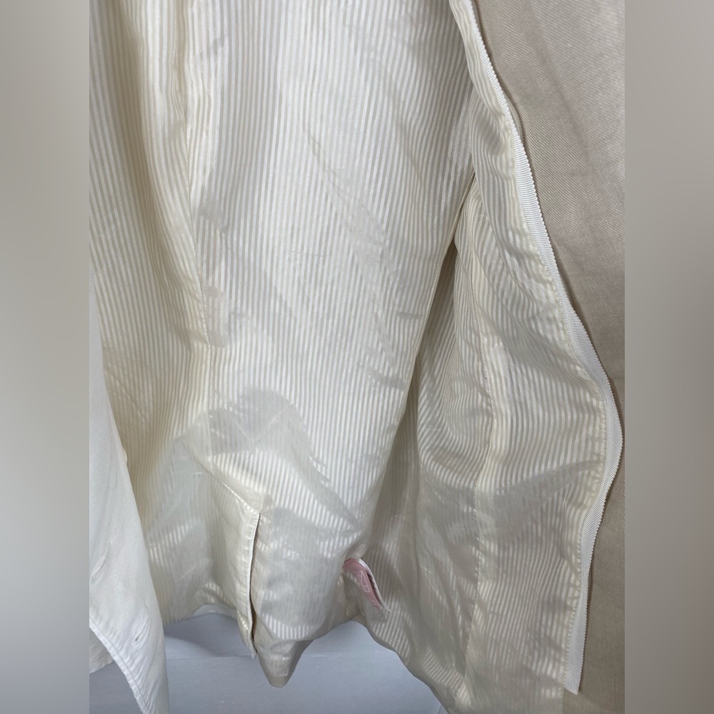 Veronica Beard Braeton Cream & Beige Double-Breasted Linen Dickey Blazer - Picture 7 of 10